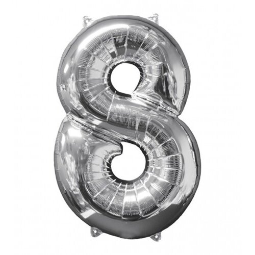 Amscan Balon srebrni br.8 43x66cm 3196201 Slike