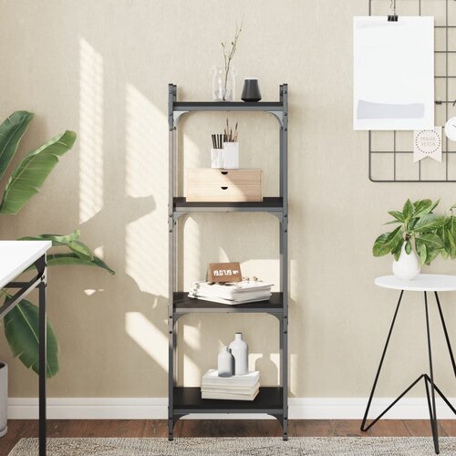  Regal za knjige s 4 razine crni 40x30x120 cm konstruirano drvo Cijene