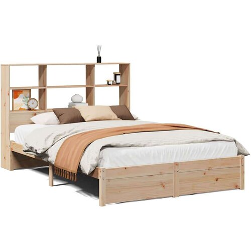 vidaXL Krevet s regalom za knjige bez madraca 140x190 cm od borovine Cijene