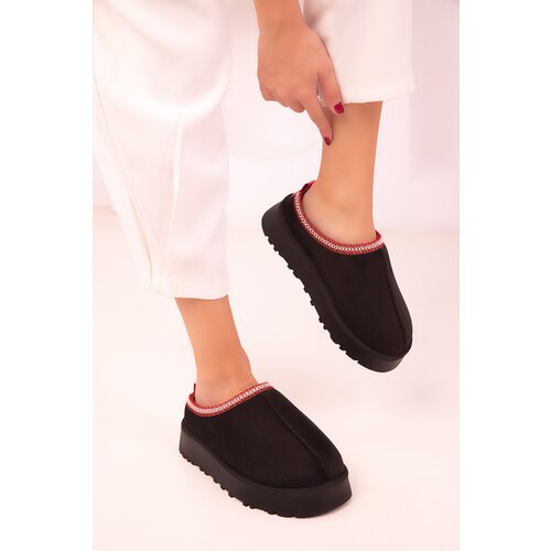Soho Women's Black Suede Indoor Slippers 18436 Slike