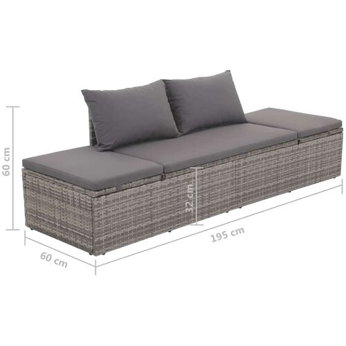 VidaXL ležaljka za sunčanje siva 195 x 60 cm poliratan Slike