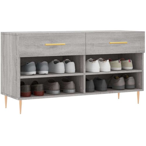 VidaXL Klupa za cipele siva boja hrasta 102x35x55 cm konstruirano drvo Slike