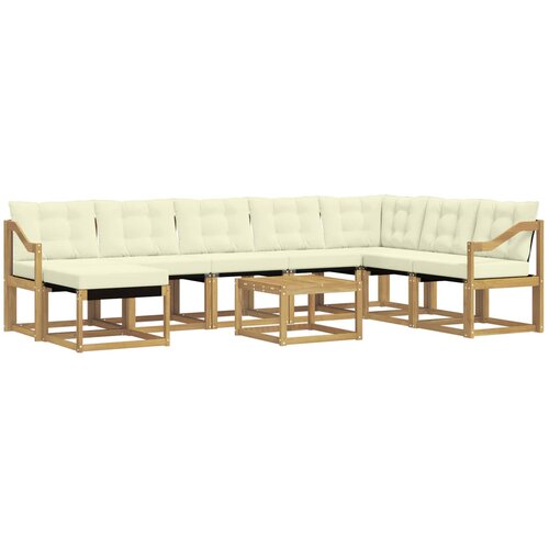 vidaXL Zunanja garnitura za sedenje z blazino 9 pcs Bela in krem, (5000280016) Cene