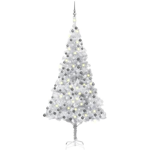 vidaXL umjetno božićno drvce LED s kuglicama srebrno 240 cm PET Cene