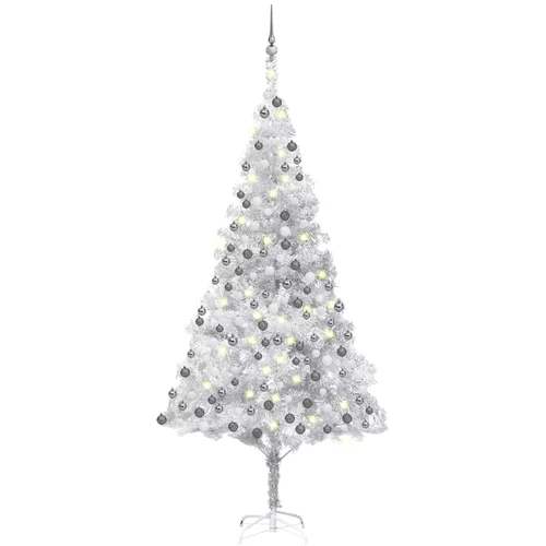 vidaXL umjetno božićno drvce LED s kuglicama srebrno 240 cm PET