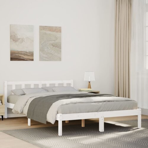 vidaXL Daljši posteljni okvir brez vzmetnice bel 160x220 cm borovina Cene