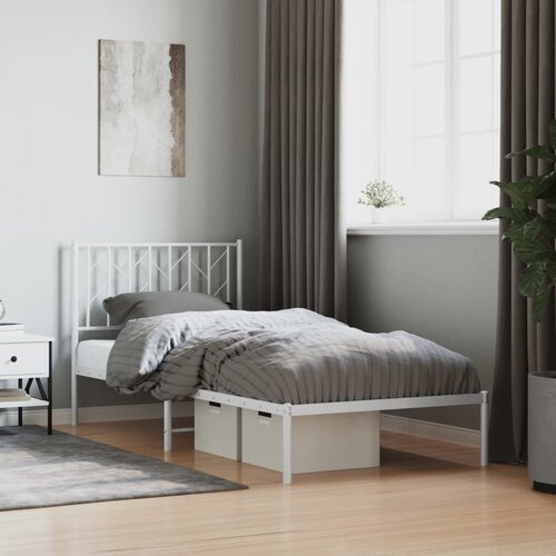  Metalni okvir za krevet s uzglavljem bijeli 90 x 190 cm Cene