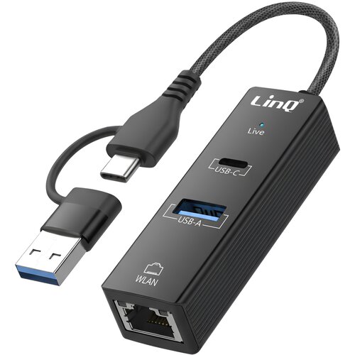 LINQ USB USB-C 3-v-1 zvezdi&scaron;če z USB 2.0 / USB-C Power Delivery / Ethernet RJ45, Črna, (5000185085) Cene