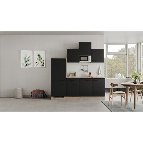 Flex-Well Kuhinjski Blok Capri, Črna, Hrast Slike