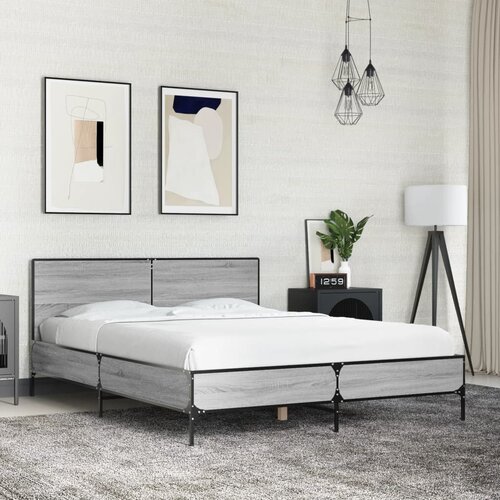  Okvir kreveta boja hrasta 140x200cm konstruirano drvo i metal Cijene
