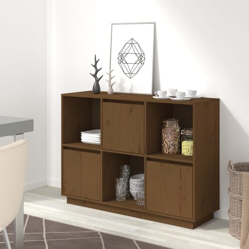 vidaXL Komoda medeno rjava 110,5x35x80 cm trdna borovina Cene
