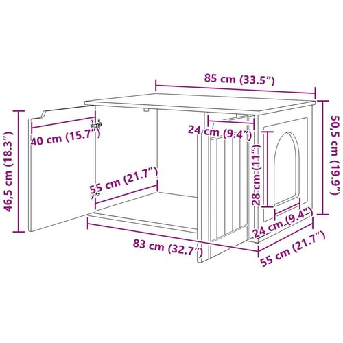  Mačja Kuća Siva Sonoma 85 x 55 x 53 5 cm Konstruirano drvo Slike