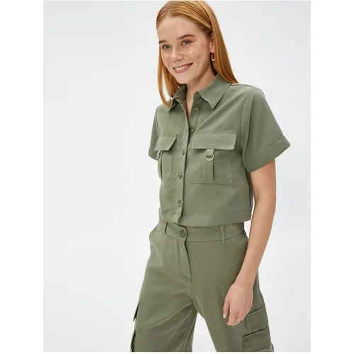 Koton Crop Safari Shirt With Pocket Modal Blend