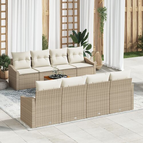 VidaXL set od 9 komada vrtnih sofa s jastučićima bež poli ratan akacija Slike