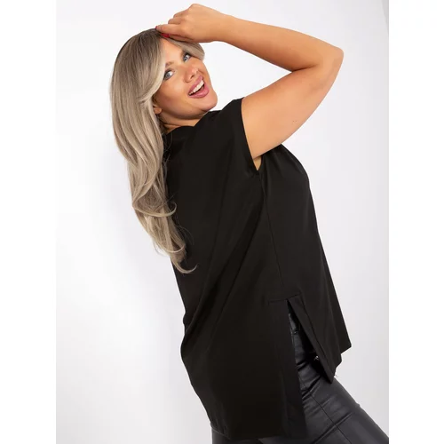 Fashion Hunters Women's black blouse plus size with slits