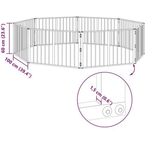  Vrata za pse 8 pcs Crna 100 x 60 cm Cinkani čelik Slike