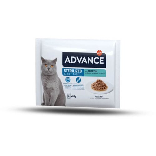 Advance Cat Adult Sterilized Multipack ko&scaron;čki v omaki, vrečka - trska - 4 x 85 g Cene