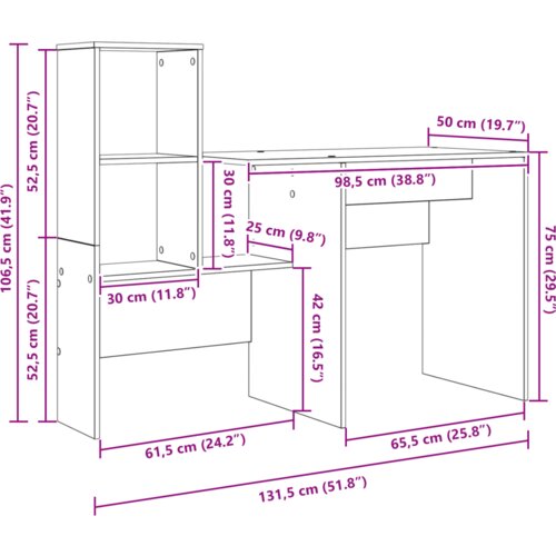  Stol sonoma hrast 131.5 x 50 x 106.5 cm Konstruirano drvo Slike
