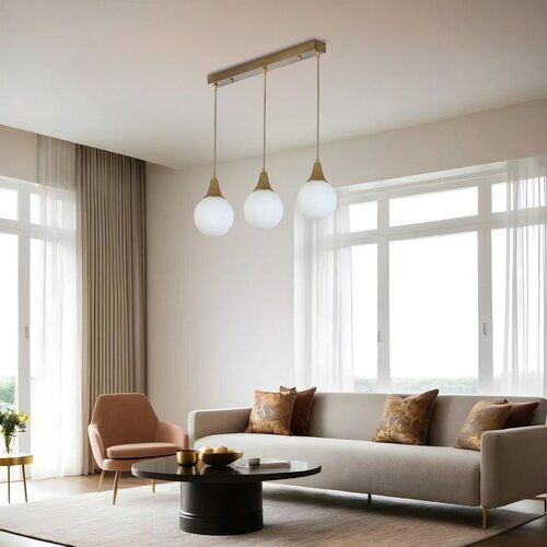 Opviq afra 3 Lü Sıralı eskitme beyaz Camlı Sarkıt whitegold chandelier Slike