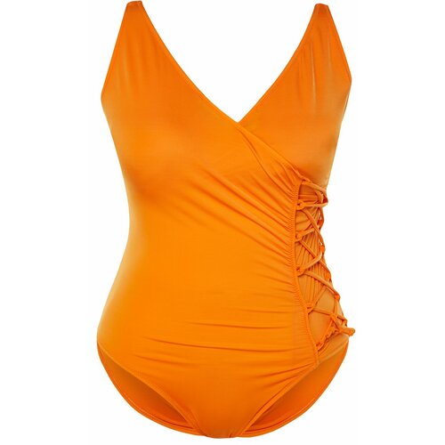 Trendyol Curve Orange Double Breasted Tie Detailed Slimming Effect Swimsuit Slike