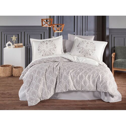 Sheldon - Light Grey Light Grey Satin Double Quilt Cover Set Slike