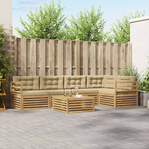  Set vanjskih sofa 6 kom. Bijela i bež Poliester Cijene