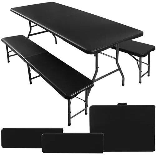 Gardlov Sklopivi vrtni stol 180 cm + 2 klupe - crni Cijene