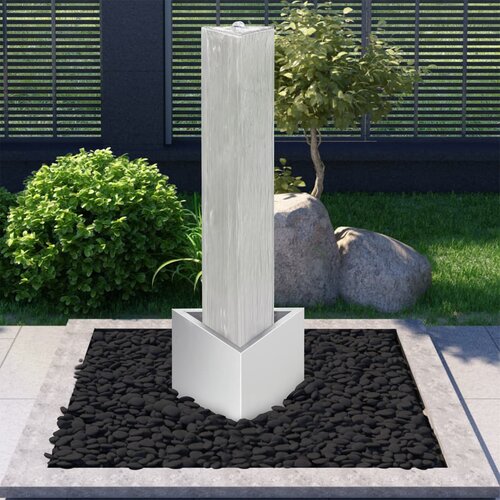 VidaXL vrtna fontana srebrna 37,7x32,6x110 cm od nehrđajućeg čelika Slike