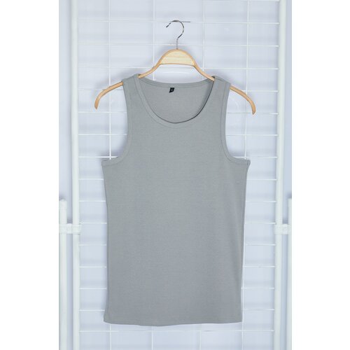 Trendyol Gray Slim/Tight Cut Ribbed Basic Sleeveless T-Shirt/Athlete Slike