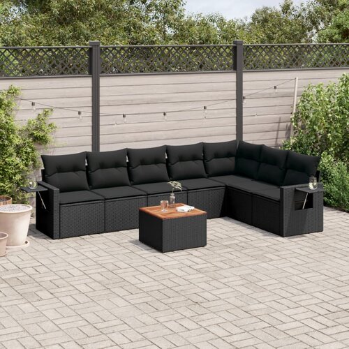 vidaXL 8-dijelni set vrtnih sofa od poliratana s jastucima crni Cijene