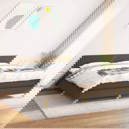  Box spring postelja z vzmetnico temno rjava 180x200 cm blago, (20900272) Cene