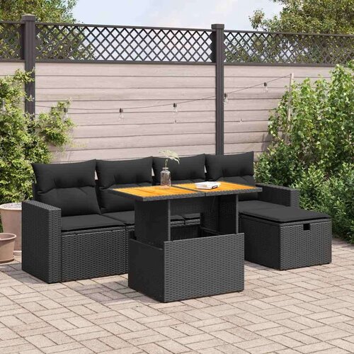 vidaXL 6-dijelni set vrtnih sofa s jastucima crni od poliratana bagrem Cijene