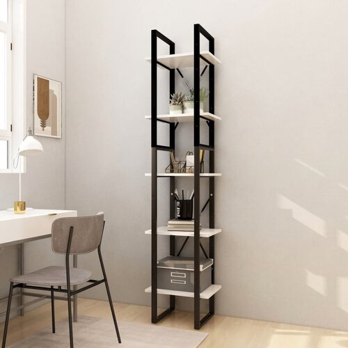 The Living Store Knjižna omara 5-nadstropna bela 40x30x175 cm borovina - Knjižna Omara, (21437177) Cene