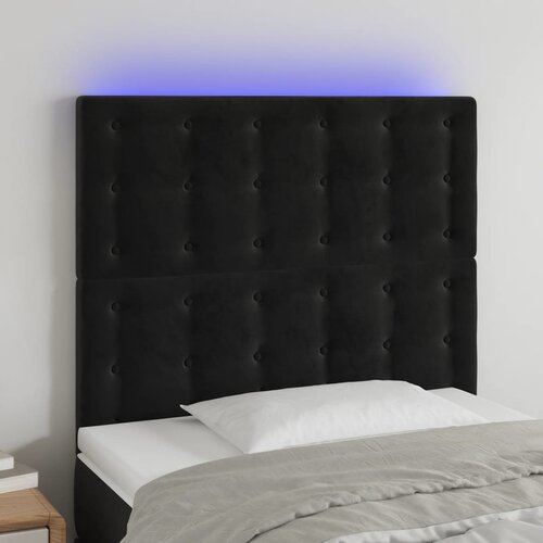 The Living Store led posteljno vzglavje črno 80x5x118/128 cm žamet - led vzglavje, (21495368) Cene