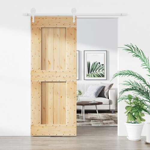 vidaXL Drsna vrata s kompletom vodil 80x210 cm trdna borovina Cene