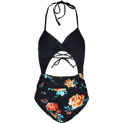 CUPSHE ženski jednodelni kupaći kostim J34 crno-cvetni Slike