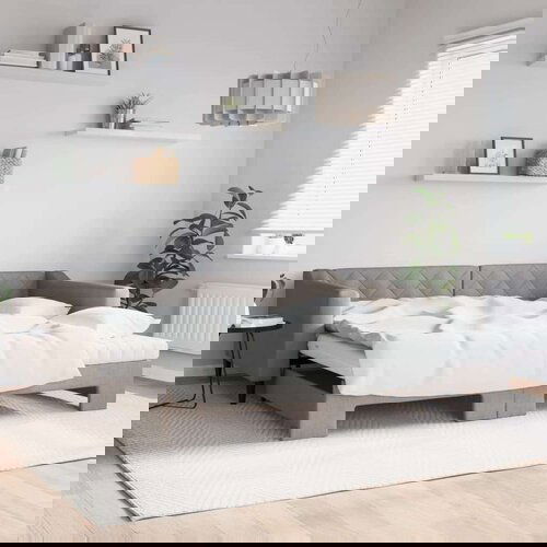  Dnevni krevet na razvlačenje smeđesivi 100 x 200 cm od tkanine Slike