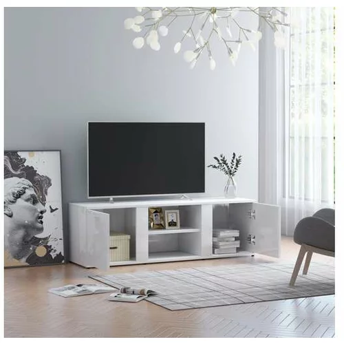 vidaXL TV omarica visok sijaj bela 120x34x37 cm iverna plosc