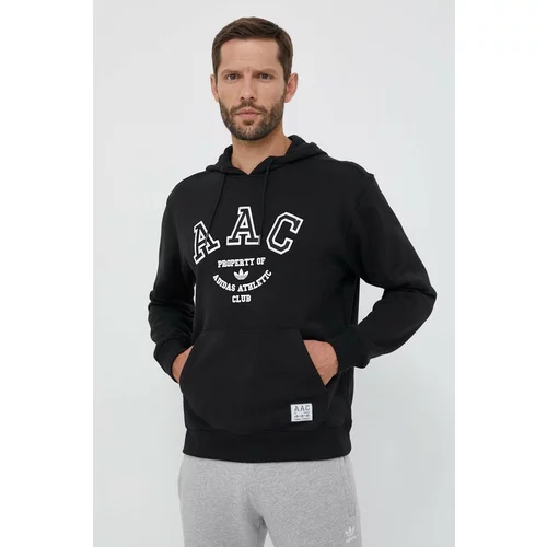 Adidas Bombažen pulover moška, črna barva, s kapuco