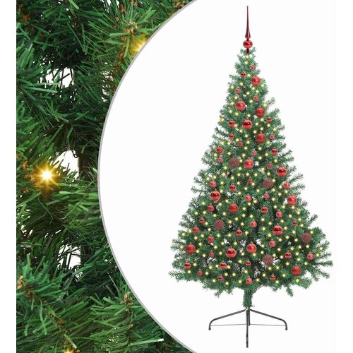 VidaXL Umjetno predsvijetljeno božićno drvce Zelena 180 cm PVC Slike