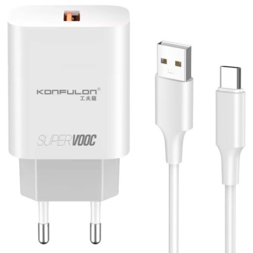 Konfulon Kucni punjac C87Q, 3A, 25W, sa Type C kablom beli Cene