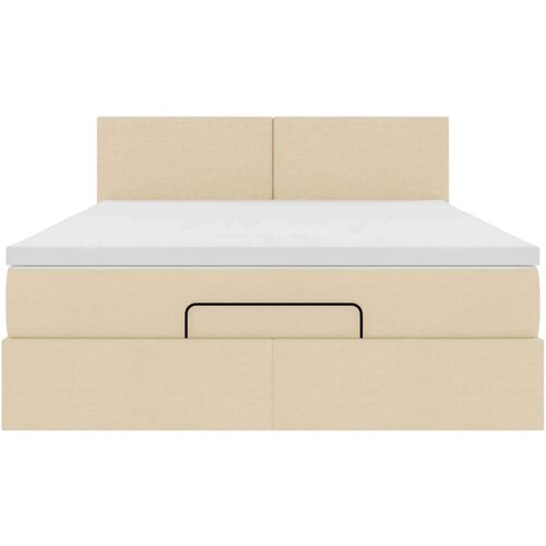  Otomanski krevet s madracem krem 140x190cm od tkanine Slike