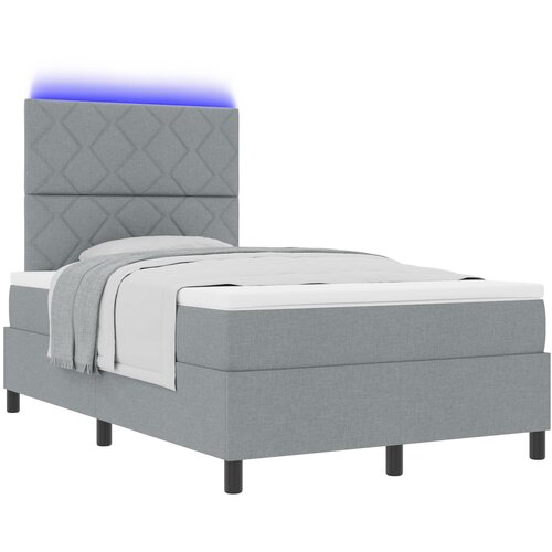 vidaXL Krevet s podnožjem s madracem i LED svjetlom svijetlo sivo 120x190 cm Cene