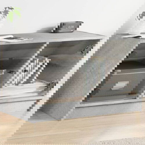  The Living Store TV omarica s steklenimi vrati betonsko siva 68x37x42 cm - TV Omarica, (21555318) Slike