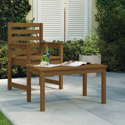 The Living Store Vrtna miza medeno rjava 82,5x50,5x45 cm trdna borovina - Vrtna Miza, (21462172) Slike