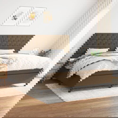 The Living Store Box spring postelja z vzmetnico temno rjav 200x200 cm blago - Box Spring Postelja, (21517217) Cene
