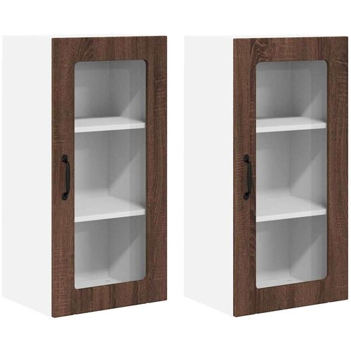  Zidni kuhinjski ormarić Zidne 2 pcs Smeđi hrast 40 x 31 x 80 cm Slike