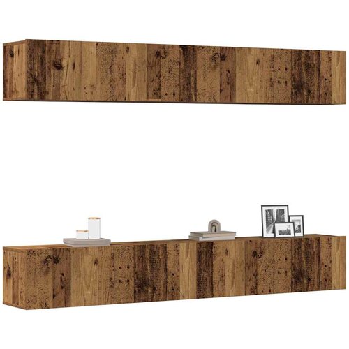  Zidni TV ormarić, 4 dijela, staro drvo, 100x30x30 cm Slike