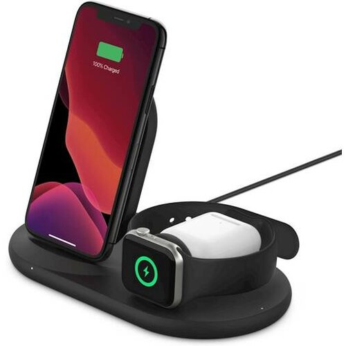 Belkin BOOST CHARGE 3-in-1 Wireless Charger for Apple Devices - Black Slike
