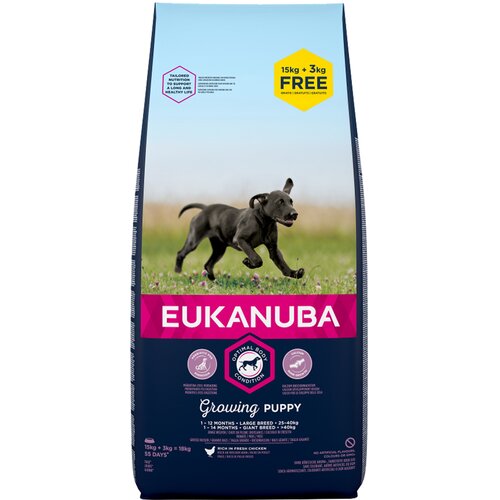 Eukanuba 15 kg + 3 kg besplatno! 18 kg suha hrana za pse - Growing Puppy Large Breed Cijene